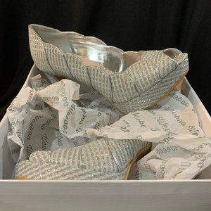 7 1/2 Silver Stilettos With matching purse